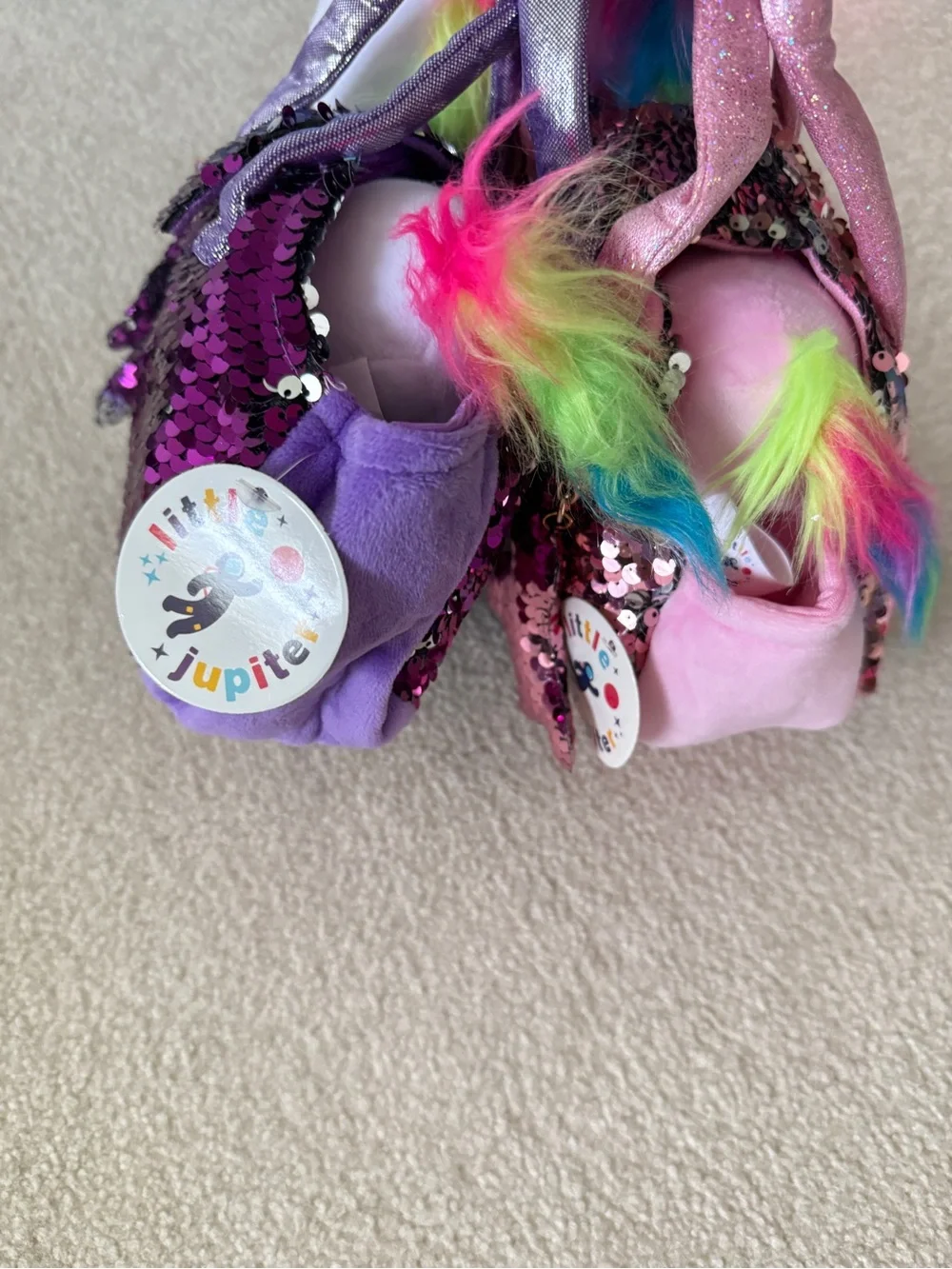 3 for $25 Kids Pink gold and purple Sequin Unicorn Handbag - Plush Unicorn Purse